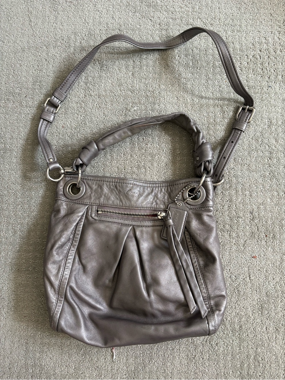 Coach Leather Shoulder Bag in Gray